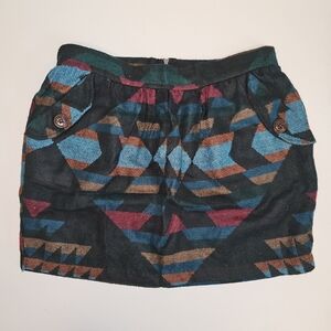 NWOT | S | Brooklyn Xpress | Multicolor Geometric Tribal Print Mini Skirt